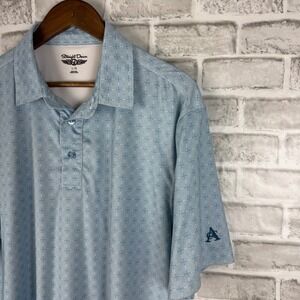 Straight Down Arizona CC Mens Blue Geometric Square Print Golf Polo Shirt Large